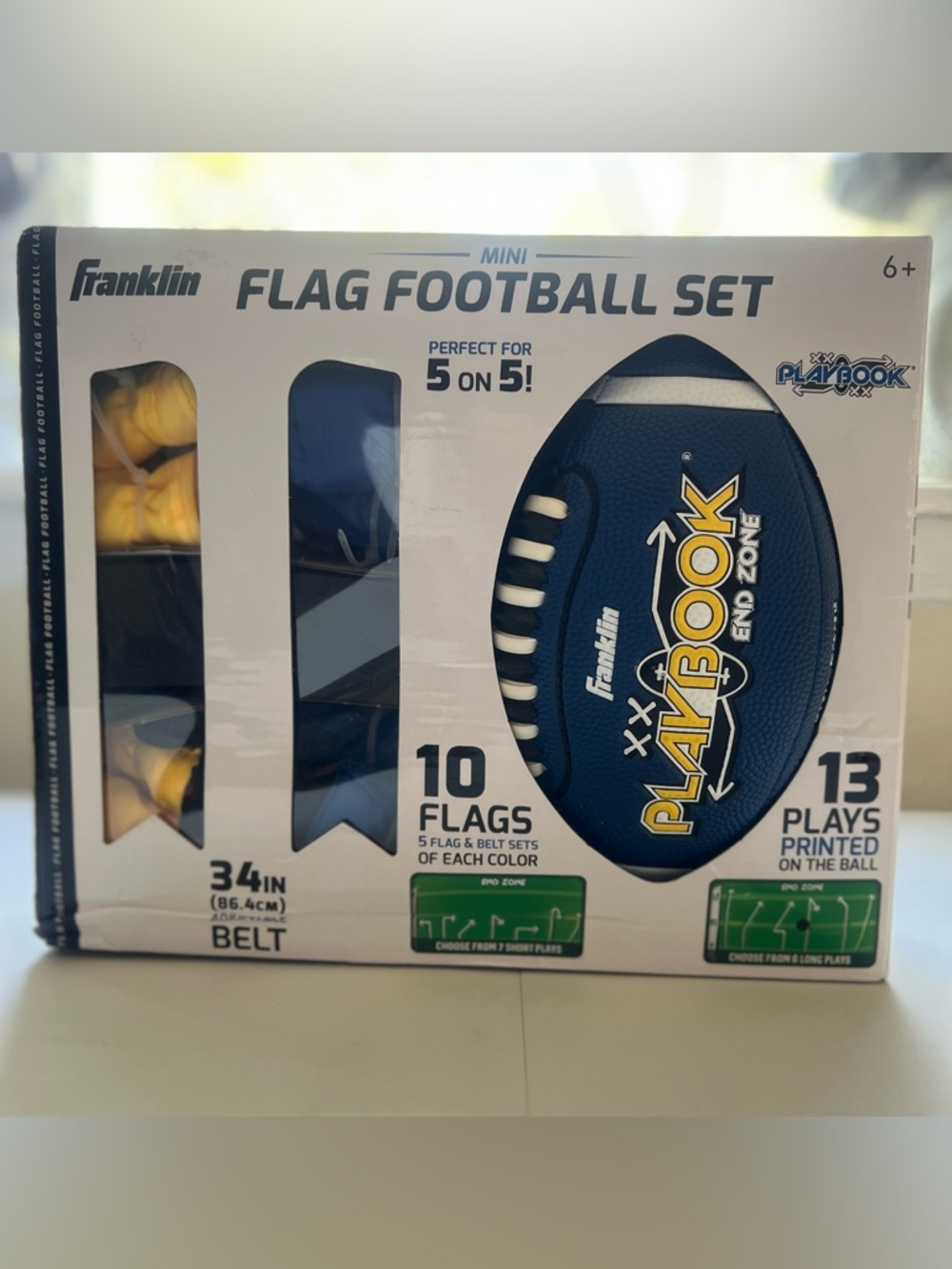 Franklin Sports 10 Player Flag Football Set:
Mini Blue Football for Kids Aged 6+